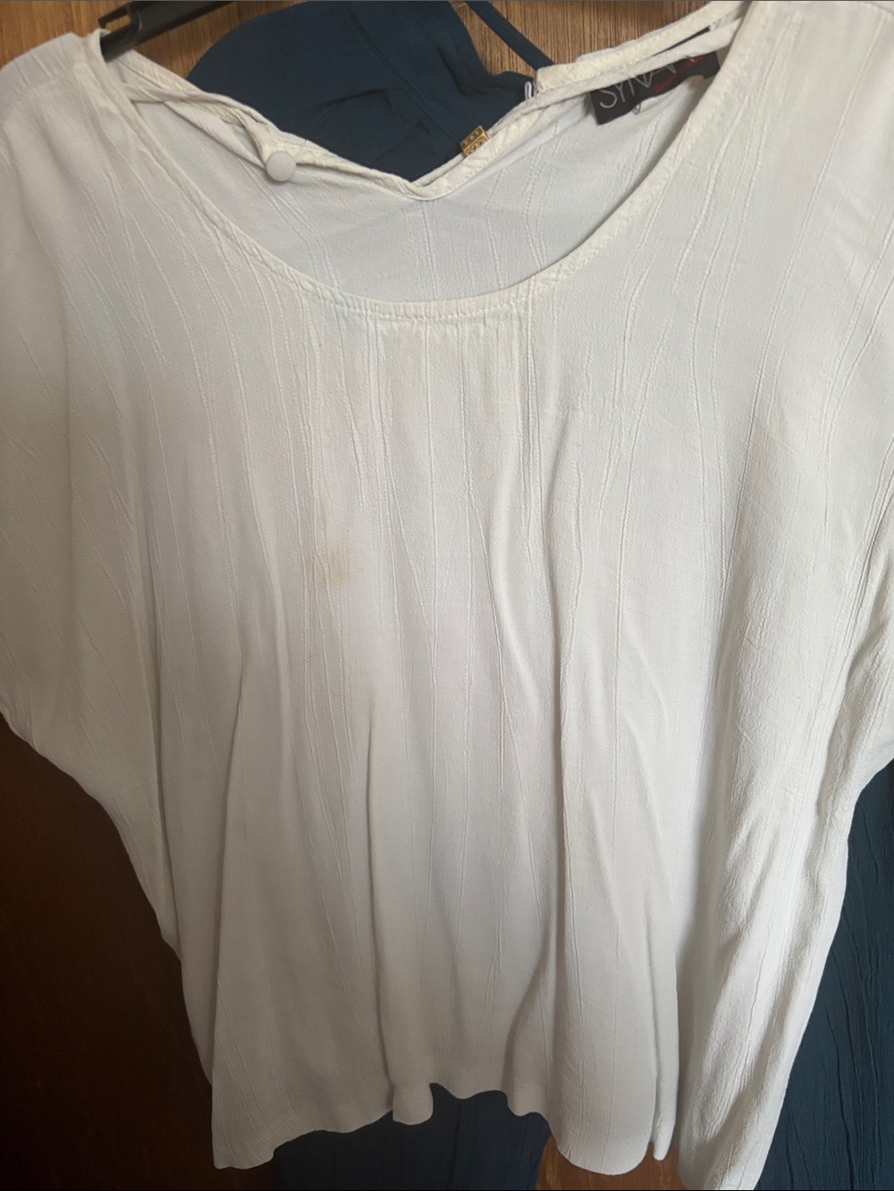 White Short-Sleeve Scoop Neck Blouse
